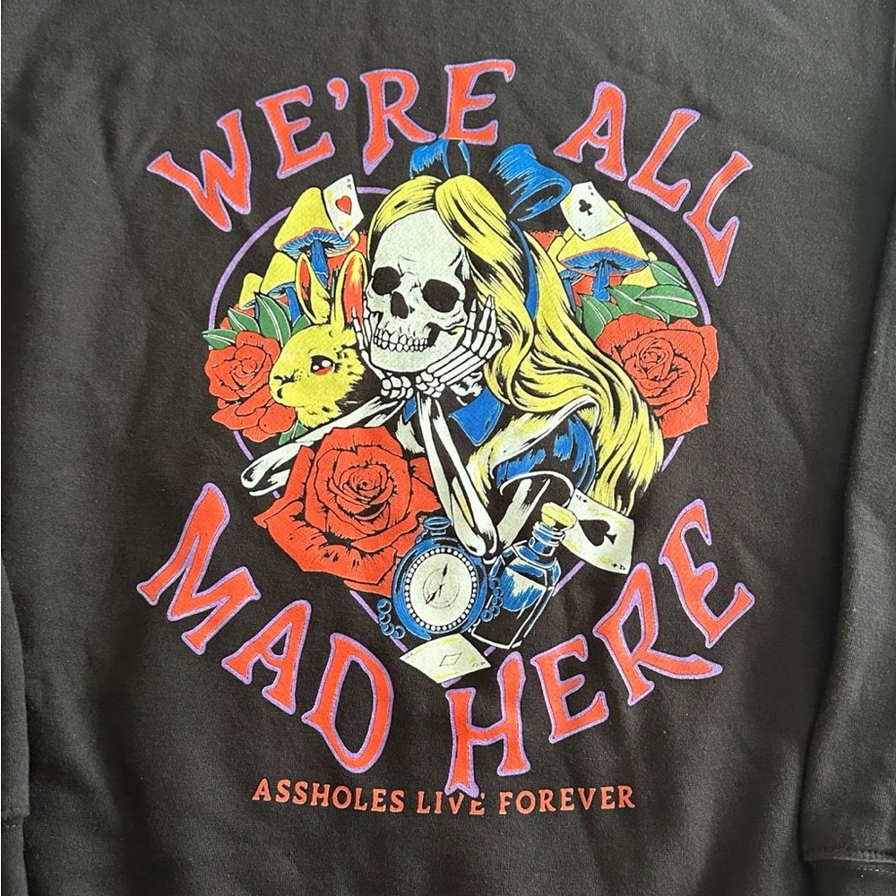 Assholes live forever**ALF**Alice in wonderland hoodie**black**